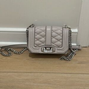 Quilted Leather Crossbody Bag - Grey